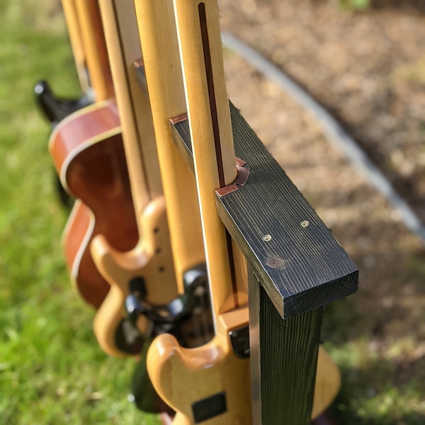 Leather & Wood Upright Custom Guitar Rack Guitar Stand