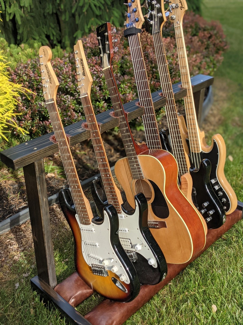 Leather & Wood Leaning Custom Bass / Guitar Stand Etsy
