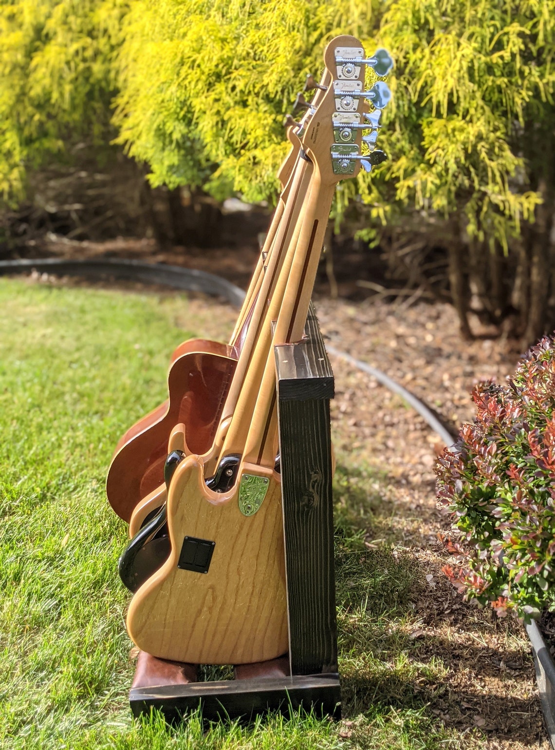 Leather & Wood Leaning Custom Bass / Guitar Stand Etsy