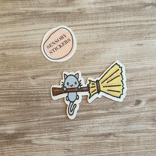 Flying Cat Sensory Stickers:Anxiety Relief, Sensory Fidget Sticker, Calm Down, Phone Sticker, Finger Tracing Mindfulness