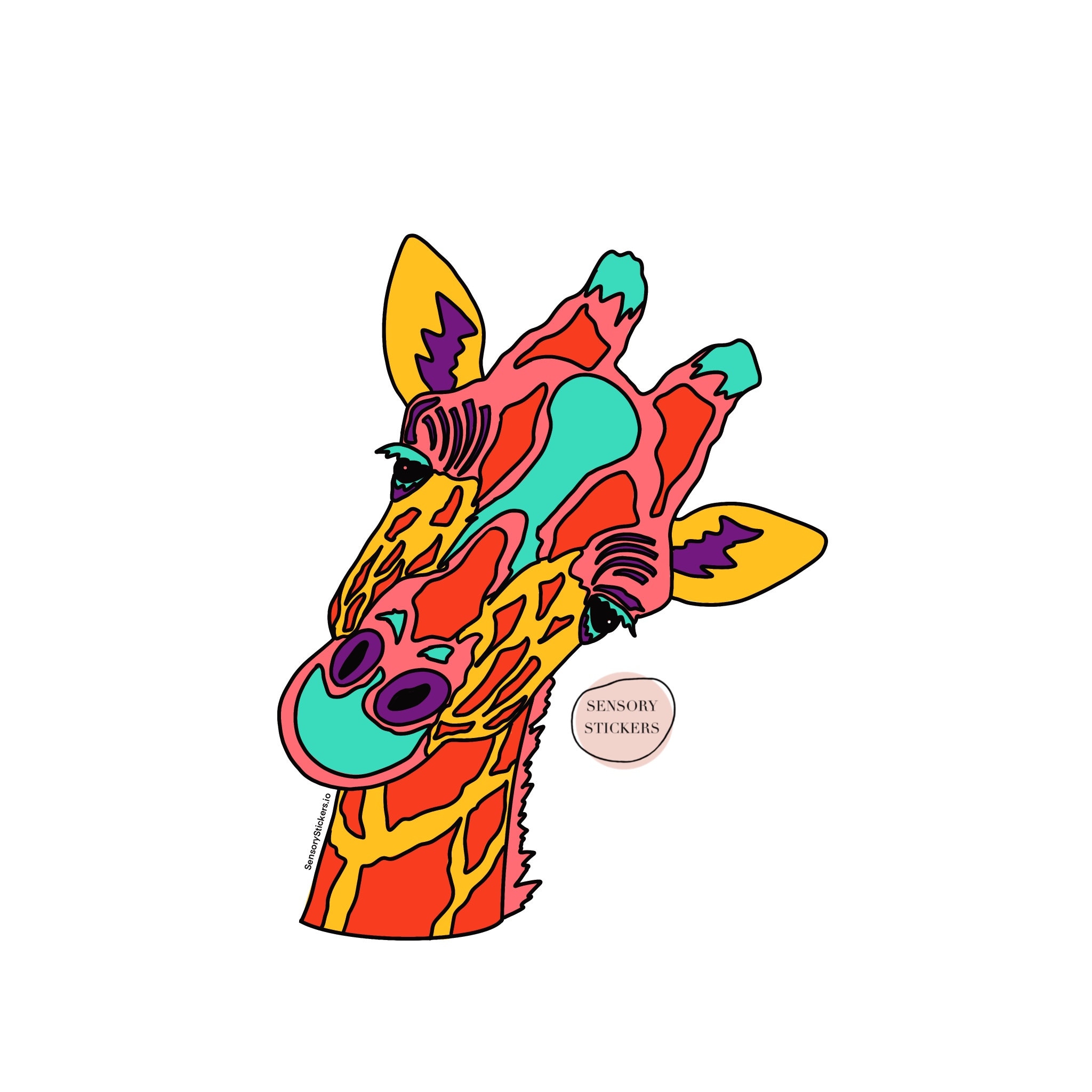 Sensory Stickers: Giraffe Sticker for Anxiety Relief, Sensory Fidget Sticker, Calm Down, Phone Sticker, Finger Tracing Mindfulness