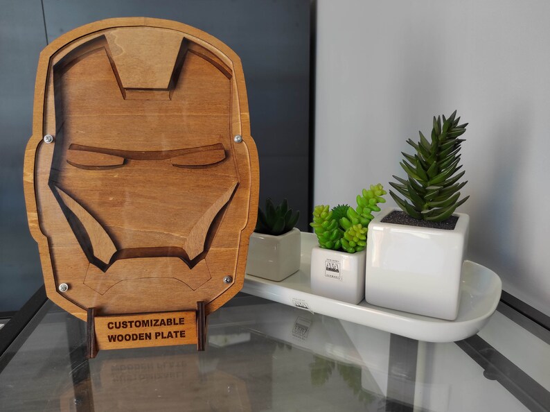 Personalized IronMan Wooden Moneybox for desk or wall Coin Game Elegant