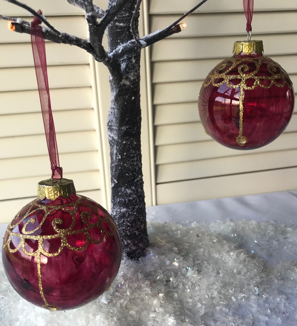 Hand-painted Christmas Bauble Embellished Hand-painted Tree | Etsy