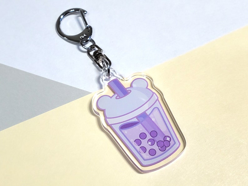 Boba Acrylic Keychain Clear Charms Doublesided Kawaii Etsy