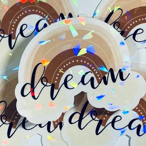 Dream Cute Holographic Die Cut Sticker | NOT waterproof, Glossy finish, cute stickers, laptop stickers, planner stickers, bujo stickers