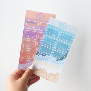 Feuille d'autocollants pour playlist, lecteur de musique, papeterie, autocollants, journal, mer, ciel, agenda, océan, coucher de soleil, scrapbooking, collage