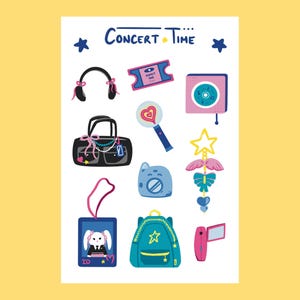 Feuille d'autocollants pour l'heure du concert, musique, déco, bullet journal, agenda, scrapbooking, autocollants, carte d'identité, étudiant, papeterie, décoration, bâton lumineux, Kpop