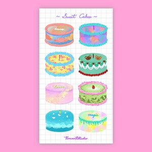 Mini feuille d'autocollants pour gâteau, Boulangerie, Journal, Esthétique, Papeterie, Déco, Agenda, Desserts, Gâteaux, Coquette