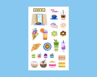 Bear Cafe Sticker Sheet | Cozy | Cake | Tea | Desserts | Kawaii | Planner | Scrapbook | Bujo | Craft