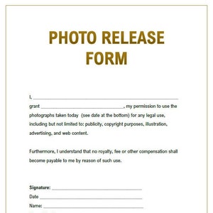 Photo Release Form Template Bundle – Customizable Word & PDF (Instant Download)