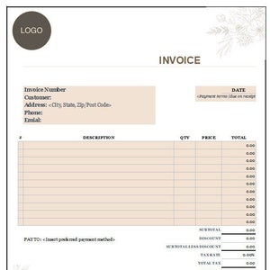 Invoice| Invoice Template | Small Business Invoice| Professional Invoice| Custom Business Invoice | A4 Printable - Excel - Instant Downloads