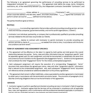 Easy Business Contract | Independent Contractor | Consulting | Statement of Work | General | Word