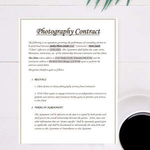Easy Photography Contract |Client Booking Form Contract - Wedding Contract Template - Wedding Photographer Contract Template - WORD-DIGITAL