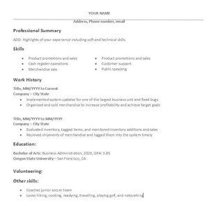 EASY Professional Resume Template Word. Instant Digital Download