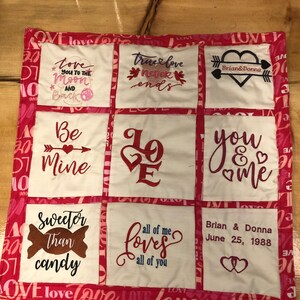 Quilted and Embroidered Valentine Table Centerpiece/Wall Hanging
