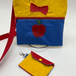 Three Zipper Snow White Crossbody Fabric Bag and Coin Purse