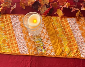 Handmade Quilted Fall Table Runners – Autumn Pumpkins, Thanksgiving Decor, Reversible Harvest Quilts – Farmhouse Table Linens