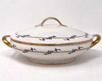 Antique TV Tressemanes & Vogt Limoges France Stern Brothers Oval Covered Vegetable Dish - Dinnerware - Serving Bowl - Limoges Porcelain