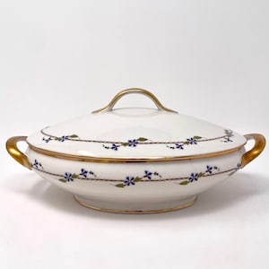 Antique TV Tressemanes & Vogt Limoges France Stern Brothers Oval Covered Vegetable Dish - Dinnerware - Serving Bowl - Limoges Porcelain