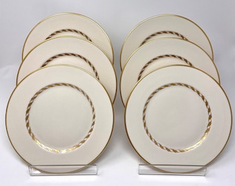 Antique Franciscan China Del Monte Salad Plate 8 1/4" Cream Gold Trim Gladding McBean SET OF 6 - MCM Dinnerware