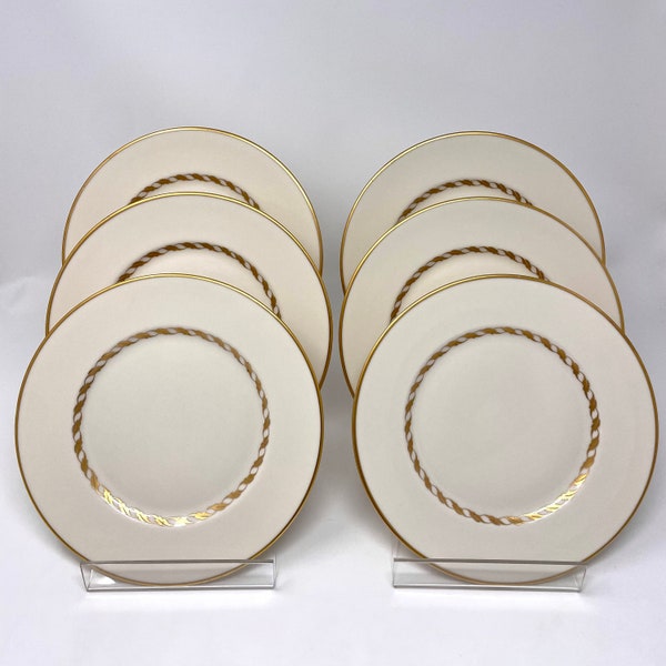 Antique Franciscan China Del Monte Salad Plate 8 1/4" Cream Gold Trim Gladding McBean SET OF 6 - MCM Dinnerware