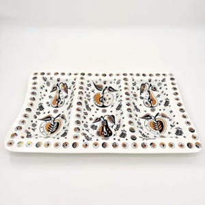 Vintage Georges Briard Forbidden Fruit Divided Serving Platter Glass Tray Large Mid Century Modern MCM - Dinnerware Plate Bowl Serving Tray
