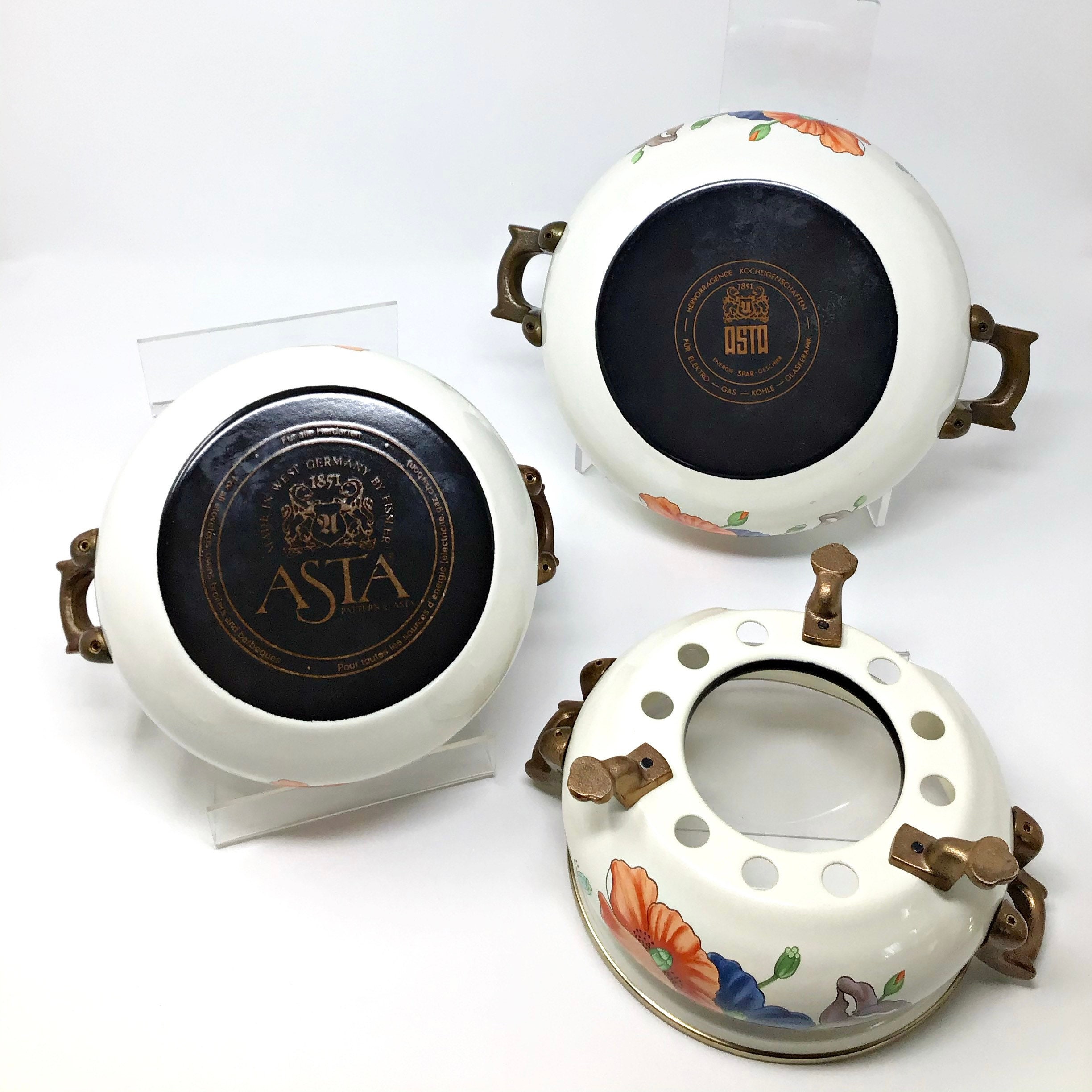 ASTA 1851 FISSLER Vintage German Enamelware Floral Enamel Etsy