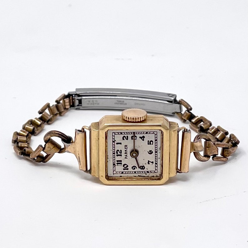 Vintage 1940s Parker 14K Yellow Gold Ladies Wind up Wrist Watch PARKER