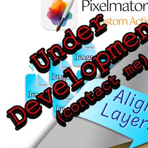 Puede incluir: Una captura de pantalla de una pantalla de computadora que muestra un programa de software llamado Pixelmator Pro. El programa está en desarrollo y el texto "En desarrollo (contáctame)" se muestra en rojo. El programa está diseñado para alinear capas en imágenes. El texto "Alinear capas" se muestra en azul. Una marca de verificación se muestra junto a la palabra "Alineación".