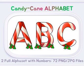 Candy Cane Alfabet, Candy Cane Letters, Doodle Letter PNG, Kerstlettertype, Santa Letters, Bulletin Board