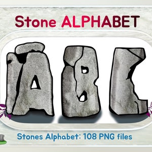 Alfabeto de pedra, letras de pedra, alfabeto de mensagem Stonehedge personalizado