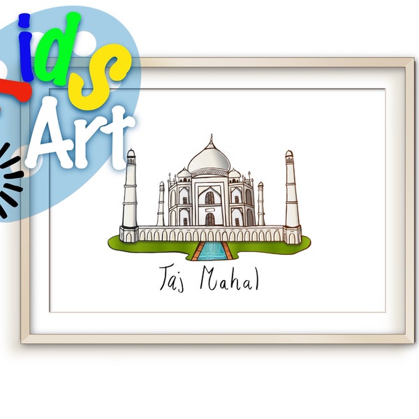 Taj Mahal, Agra, India, Kids, Fun, PNG, SVG, Digital, Artwork, Drawing, Clipart, Mausoleum, Mumtaz Mahal, Treasure