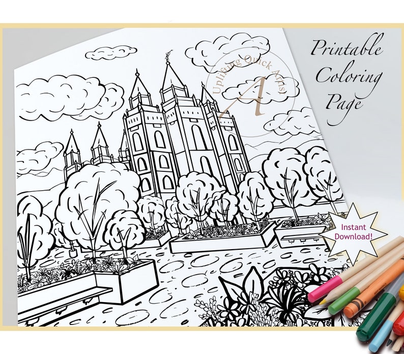 Salt Lake Temple Printable, Kids Color Page Temple, Salt Lake City ...