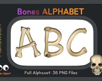 Halloween Bones Alphabet, Bone Letters, Doodle Letter PNG, Halloween Alphabet,  Skeleton Font, Bulletin Board, Invitation Spooky, Graveyard