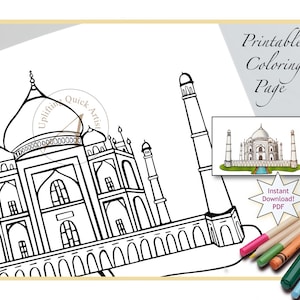 Taj Mahal Printable, Kids Color Page Indian, Taj Mahal Coloring, India ...