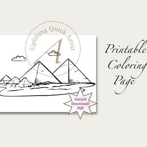 Egypt Printable, Kids Color Page Pyramid, Pyramid of Giza Coloring, Pyramid Printout, Travel Coloring Fun
