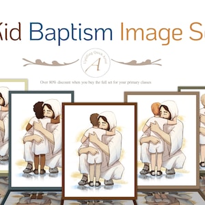 LDS Primary Baptism Image Collection for Framed Gift Jesus Christ Hugging Child