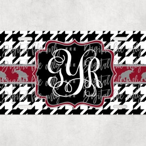 Houndstooth & crimson license plate car tag sublimation digital download, png, sublimation template, instant download, digital file