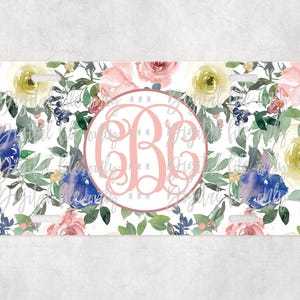Shabby chic floral license plate car tag sublimation digital download, png, sublimation template, instant download, digital file