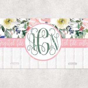 Shabby chic floral beadboard license plate car tag sublimation digital download, png, sublimation template, instant download, digital file