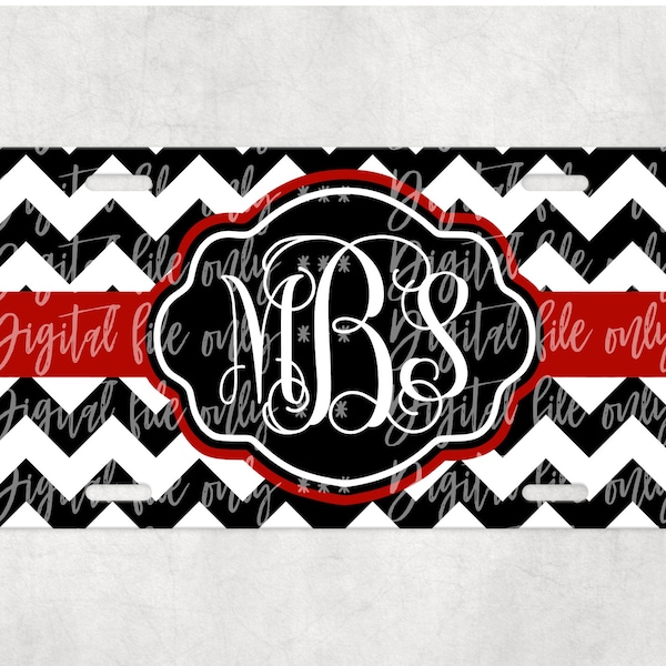 Preppy black chevron license plate car tag sublimation digital download, png, sublimation template, instant download, digital file