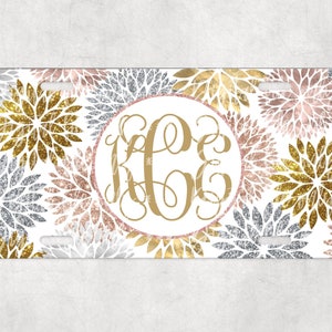 Glitter dahlia floral license plate car tag sublimation digital download, png, sublimation template, instant download, digital file