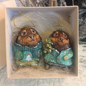 Papier-mache Dachshunds, Xmas tree toys, Christmas gift, New Year gift, Hand painted decor for Christmas tree,cool present, Merry Xmas decor