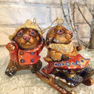 Papier-mache Dachshunds, Xmas tree toys, Christmas gift, New Year gift, Hand painted decor for Christmas tree,cool present, Merry Xmas decor