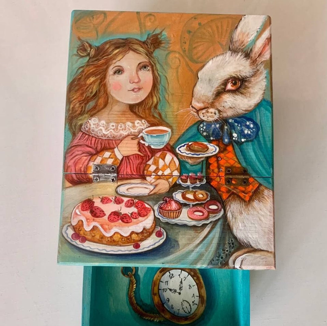 Alice Hand Sign Jewelry Organizer With Mirror 'alice', Hand Painted Storage Box ...