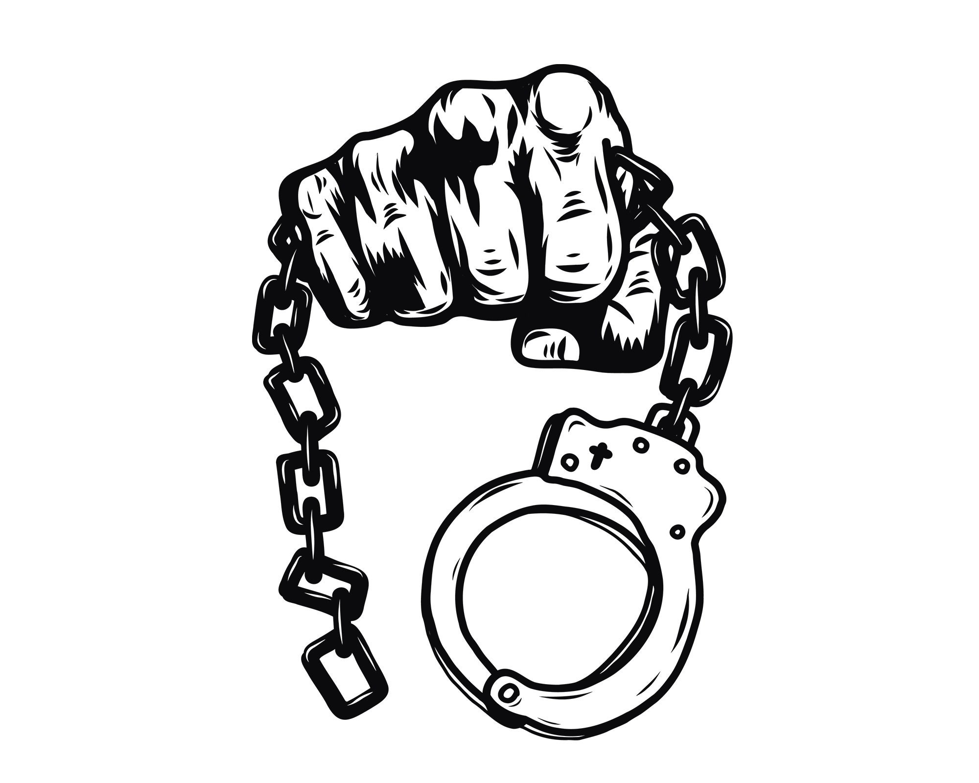 Fist with shackle by hand drawing Etsy