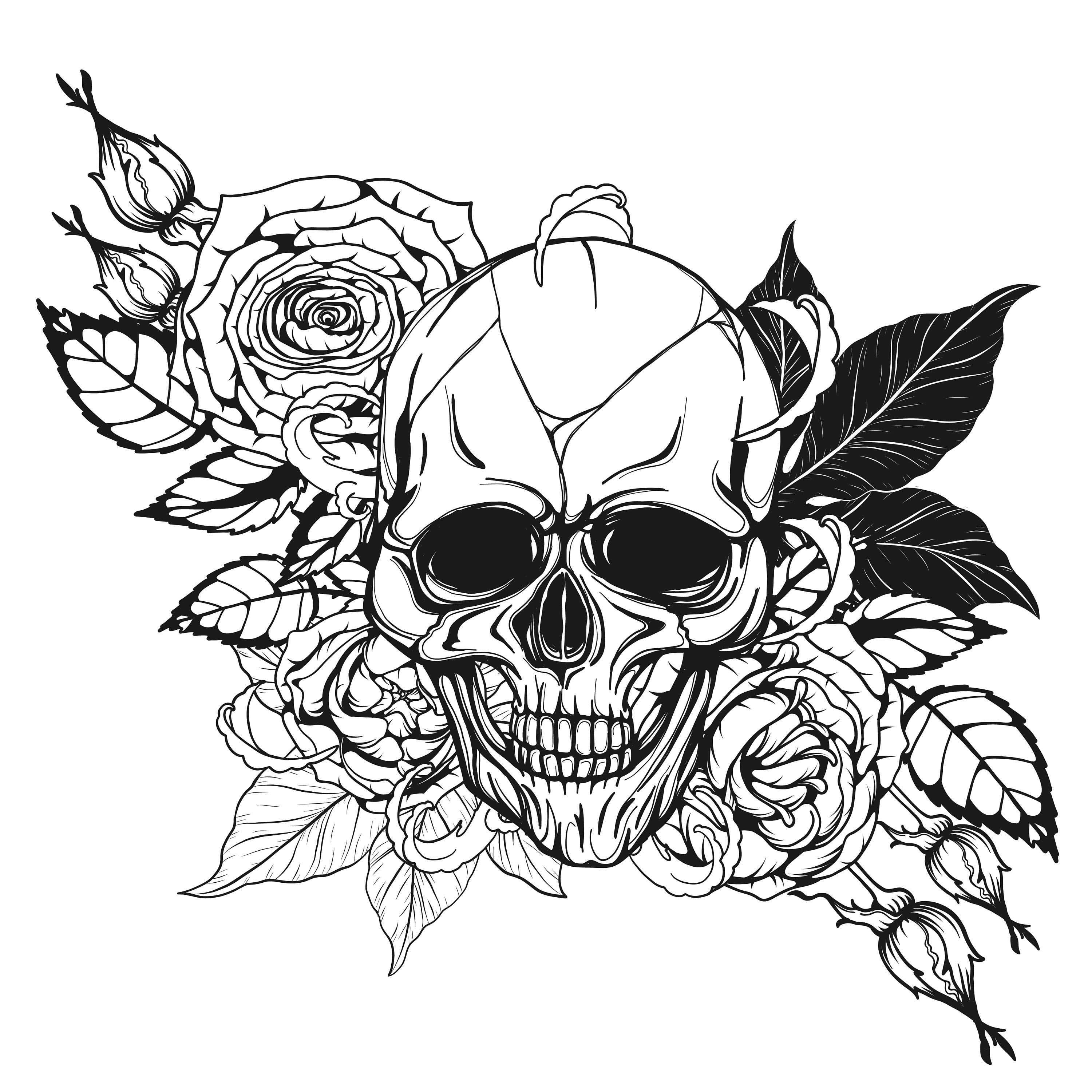 Tattoo Design Svg Tattoo Art Svg pirate Skull Svg Line Art | Etsy