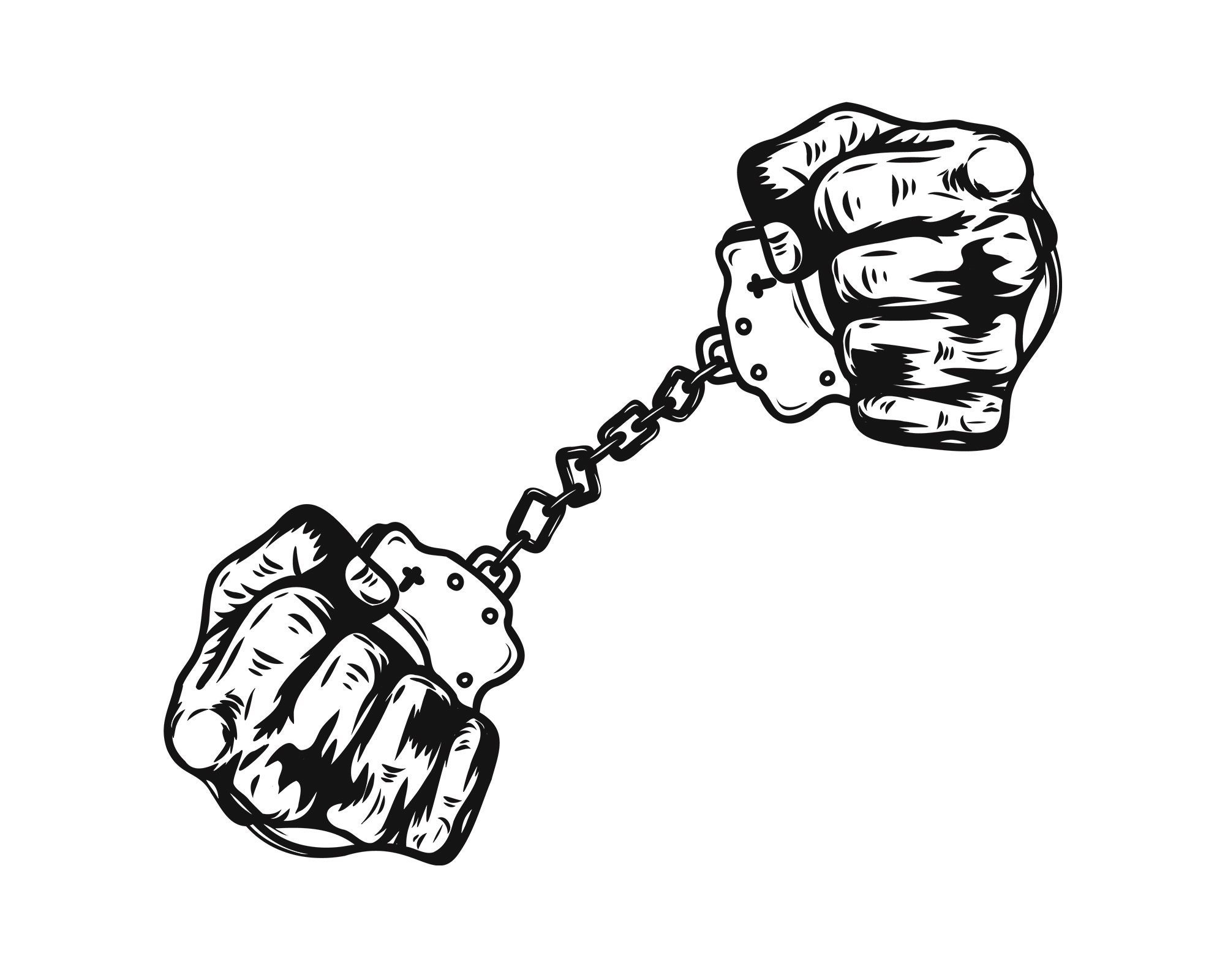 Fist with shackle by hand drawing Etsy