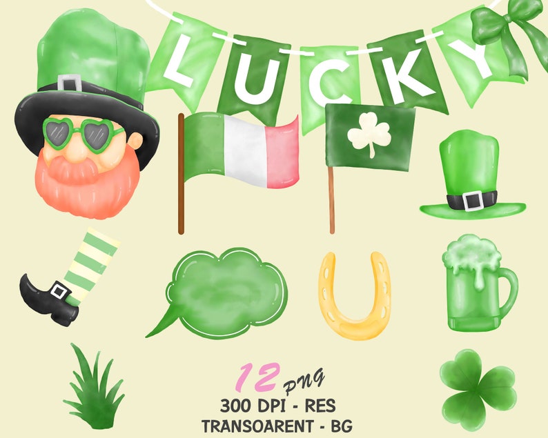 saint patrick/'s day bundle from watercolor clipart PNG and sublimation designs.