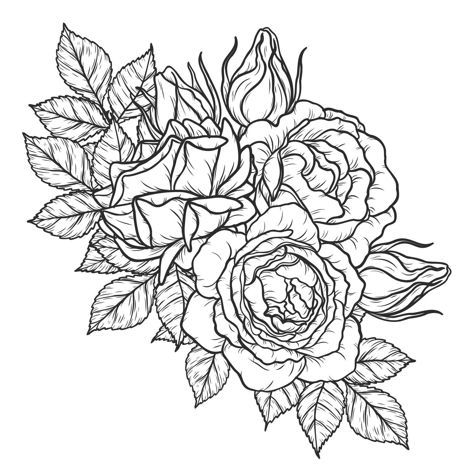 Rose Drawing Svg rose Tattoo Design Rose Line Drawing for | Etsy